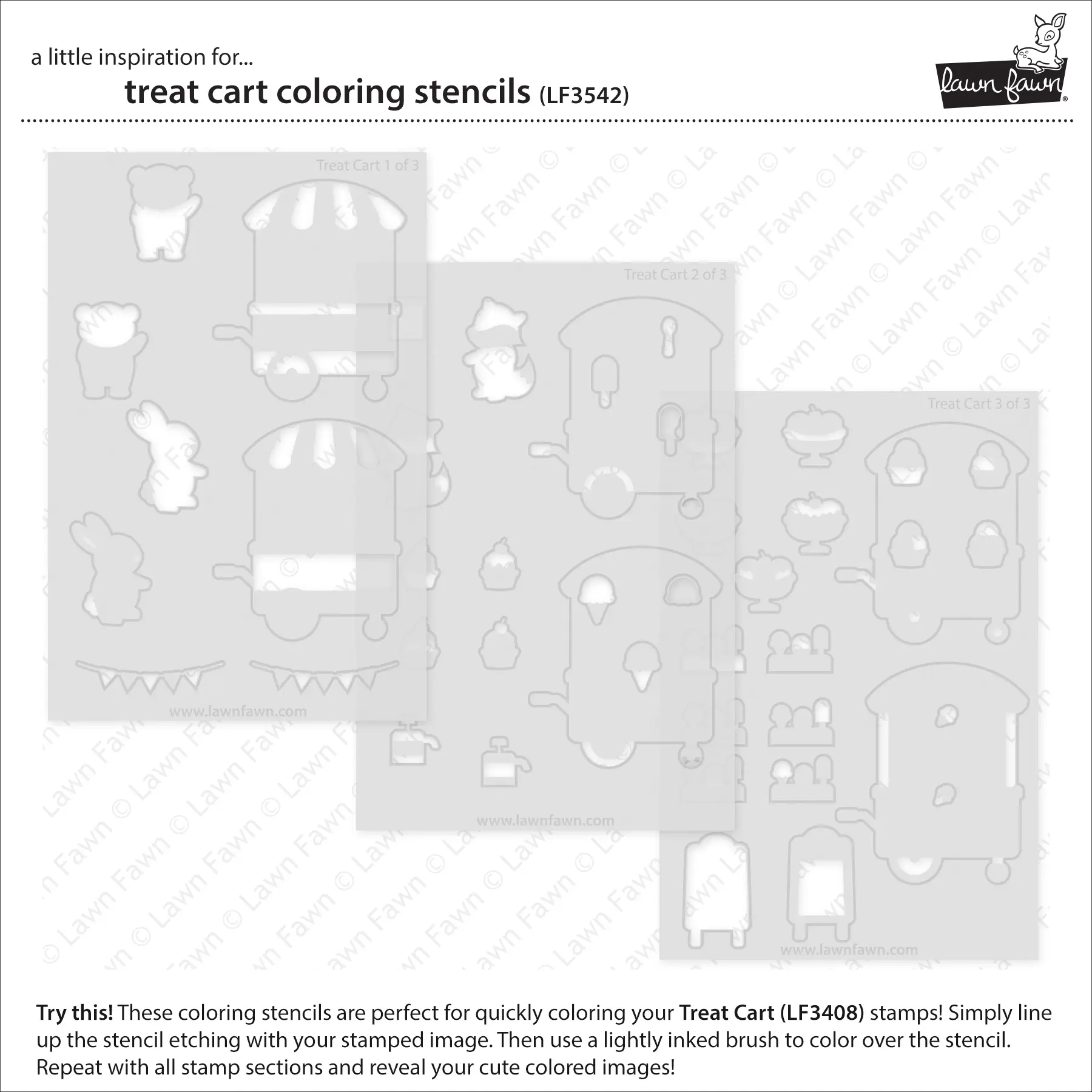 Lawn Fawn – treat cart coloring stencil LF3542 TreatCartColoringStencils2 sml