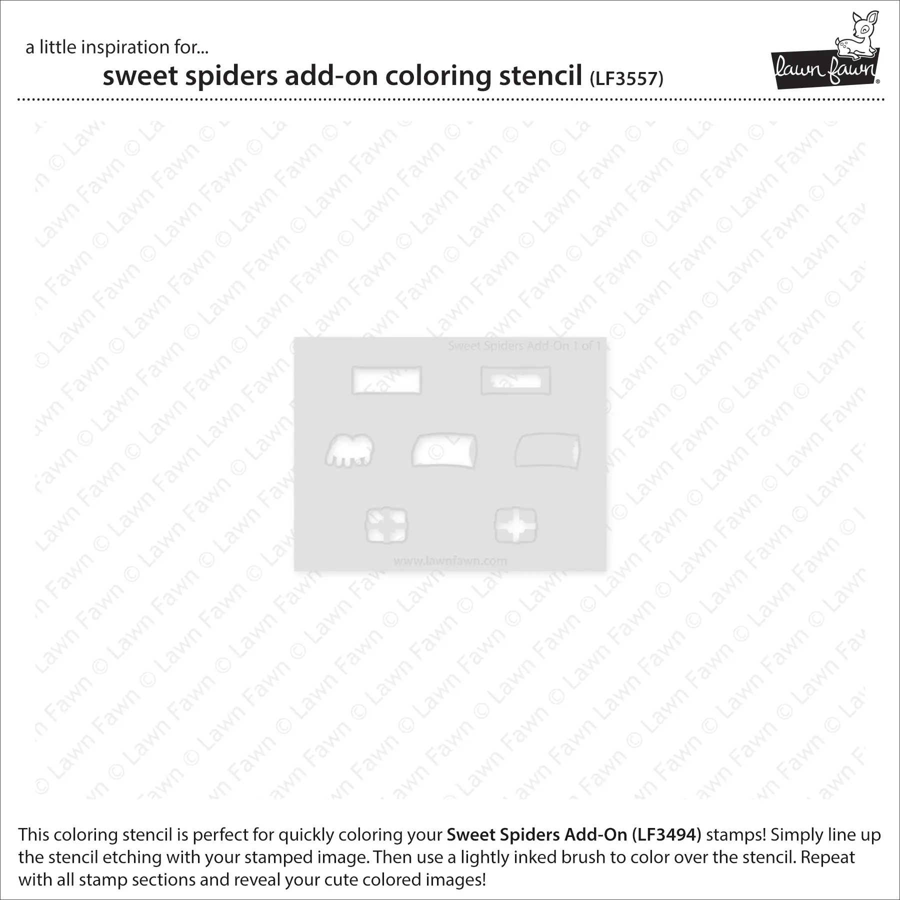 Lawn Fawn – sweet spiders add-on coloring stencil LF3557 SweetSpidersAddOnColoringStencil2 sml